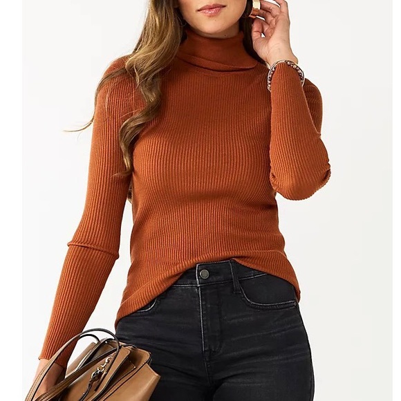 525 America Sweaters 525 America Ribbed Turtleneck Caramel Brown